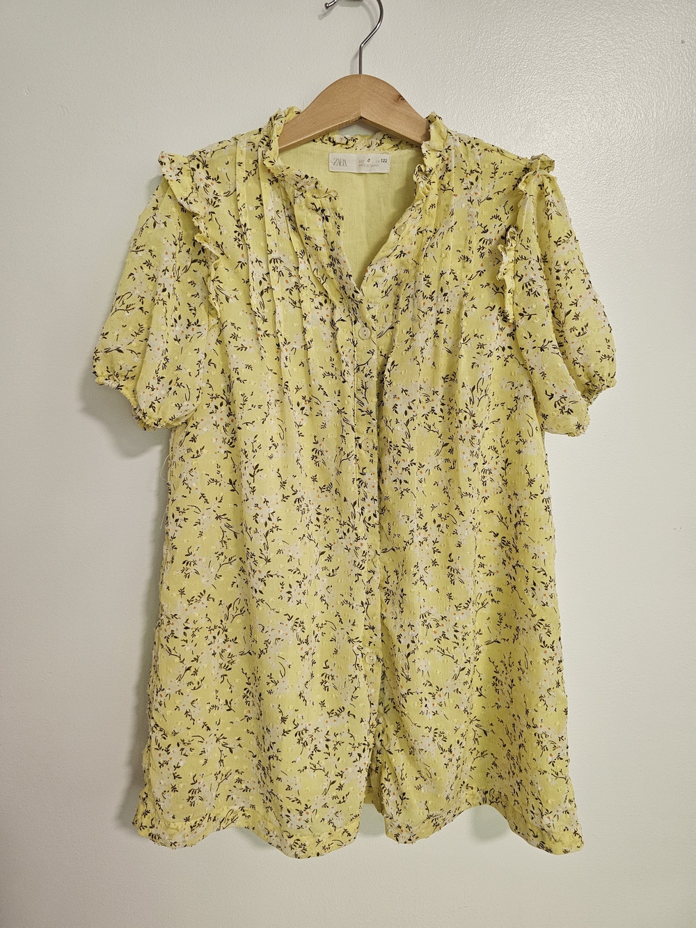 🧸2/20$ Zara Floral Flowy Dress Butter Yellow Size 7 Girl